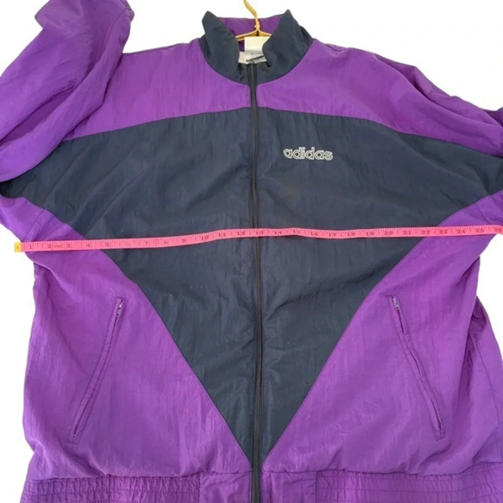 VINTAGE Adidas Track Jacket Purple Navy Blue Retro 90s Trefoil Large D8 F192 - Picture 4 of 11